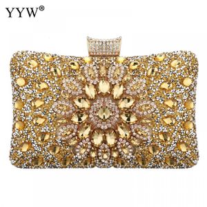 Bolsos de noche YYW Bolso de mano Gold Moon Bolsos de fiesta de noche Bolsos de hombro para mujer Diamantes Boda Nupcial Sac A Main Luxury Purse 230228