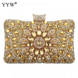 Sacs de soirée YYW Pochette Gold Moon Party Bag'S Épaule Diamants Mariage Sac de mariée Un sac à main de luxe principal 231013