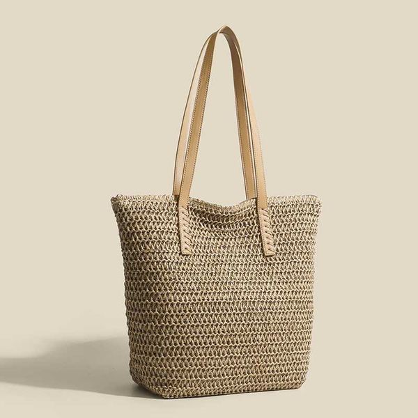 Bolsas de playa nocturna Bolsa de hierba para mujeres tejidas de gran capacidad Tote Shoulder en axila de vacaciones de compras