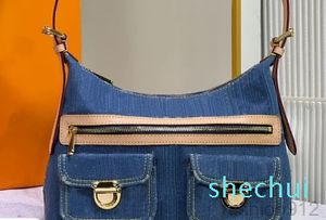 Soirée Denim Vintage sacs à bandoulière femmes toile sac à main vieille fleur sous les bras sac imprimé sac à dos or matériel pochette 40