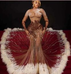 Robe de soirée Kylie Jenner Vestido de Fiesta Abito da Ser Das Abendkleid Die Celebrity Robe Sirène à manches longues de conception unique Nigeria