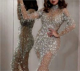 Evening dress Yousef aljasmi Kim kardashian High collar Beaded Sheath Tassel Split Long dress Zuhair murad Ziadnakad 00as