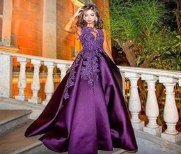 Robes de soirée pour les grosses femmes vestidos longos para casamentos 2019 Nouvelle manche en satin violette Prom robes longues8184250