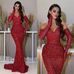 Vestido de noche Sirenita Sweetheart Sequins Party Dress Dresses Manges Sweet Train Vestido largo formal para alfombra roja OCN especial