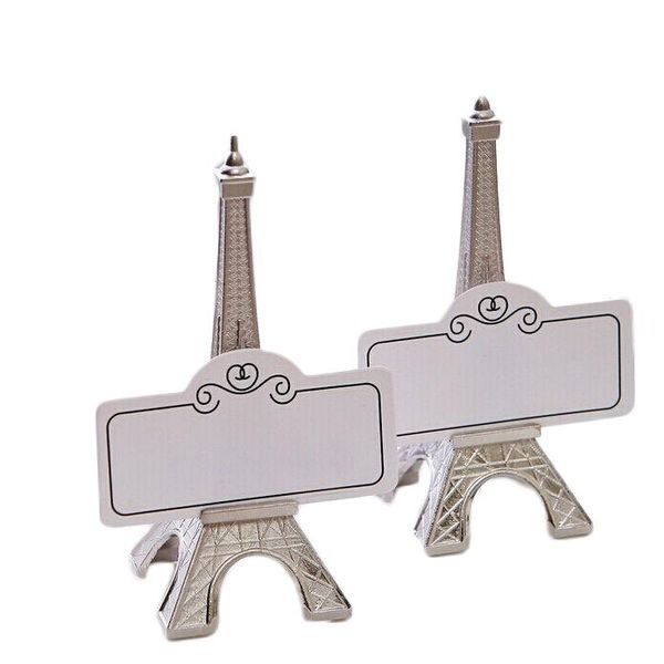 LIVRAISON GRATUITE Soirée à Paris mini tour Eiffel argent-fini porte-cartes Place faveurs de mariage uniques porte-cartes de Table