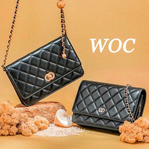 CC Classic Flap WOC Caviar Sobre Bolsa de diseñador Hombre Crossbody Luxurys Bolso Mujer Monedero Cadena Bolsa de hombro 7a Piel de becerro Tote Pochette Acolchado Bolsas de embrague