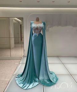 Avond zeemeermin jurken v nek veer capes mouwloze pailletten applices kralen satijnen diamanten holle sexy beroemdheid prom jurk plus size aangepast