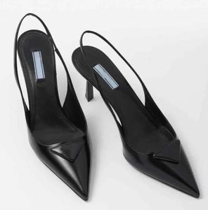 Zomer Romantische Elegante Driehoek Geborsteld Leer Sandalen Schoenen Voor Vrouwen Slingback Pumps Luxe Schoeisel Vrouwen Hoge Hakken Party Trouwjurk