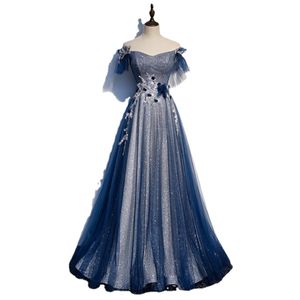 Robes de bal du soir Nouveau bleu marine hors de l'épaule perle bling bling a-line-longueur personnalisé plus taille robe de fête formelle ruée R1365