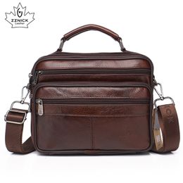 Evening S Echte mode Zipper Schouder Messenger Bag Leather Men Travel Business Simple Handtas Zznick 221205