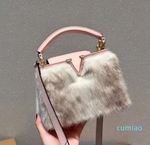 Bolso de hombro de noche Capucines Bolsos de piel de visón Bolsos de calidad Bolso cruzado clásico para mujer 2023 S Diseñadores Bolsos Piel animal