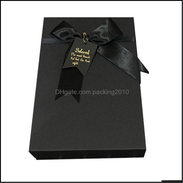 Evento Suministros festivos para fiestas Hogar Gardenblack Caja de regalo de papel Kraft con pajarita Diseño simple Tapa de contenedor actual Multipropósito para Chris