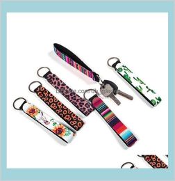 Événement Supplies festives Garden 22 styles Kelechains Kelechains Chaîne imprimée florale Néoprène Key Ring Wristlet Keynachain Party FA6483972