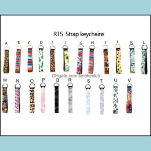 Event Festive Supplies Accueil Jardin Bracelet Porte-clés Floral Imprimé Chaîne Néoprène Porte-clés Bracelet Porte-clés Party Favor 20 Designs Qui