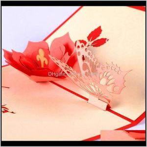 Événement Fête Fournitures Maison Jardin1Pc 3D Bricolage Papillon Fleur Carte Postale Cartes De Voeux Saint Valentin Fête D'anniversaire Carte D'invitation Fête Des Mères