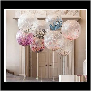 Event Festive Supplies Home Gardenconfetti 12 Pouces Ballon Ellipse Transparent Or Rose Papier Crumb Latex Ballons Décoration De Fête Drop D