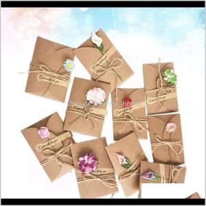 Evenementfeestkaarten Leveringen Feestelijke home Garden10pcs Vintage Kraft Paper groet Diy gedroogde bloem bedankt voor mama leraar vrienden fa