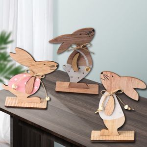 Evenement Party Decoration Bunny Wood Table Creative Pasen Konijnen Houten Meubelartikelen Konijnen Tafelblad Decoraties YHM917-ZWL