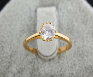 Ever Fade 14K Gold Ring pour femmes Solitaire 1.0ct Cut Round Cut Zirconia Diamond Band de mariage Bijoux de fleurs de mariée Anneaux de nez 240422