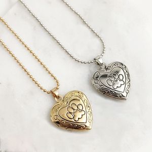 Everfast 10 pc/Lot gravé patte impression coeur médaillon pendentif en cuivre cadre Photo charme en acier inoxydable perles chaîne colliers femmes hommes famille mémorial bijoux cadeau