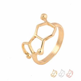 Everfast 10pc / lot ensemble molécule anneau chimie bijoux neurotransmetteur science femmes hommes bagues peuvent mélanger la couleur EFR076288Q