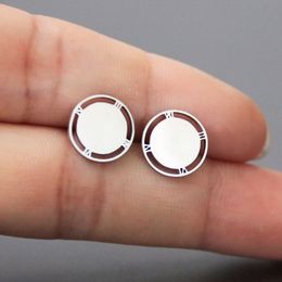 Everfast nuevos números romanos pendientes de acero inoxidable geométrico sol tachuelas estilo minimalista oreja joyería regalo para mujeres niñas hombres T127