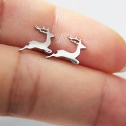 Everfast Nieuwe Tiny Fawn Oorbel Kleine Herten Roestvrij Staal Oorbellen Studs Mode Oor Sieraden Chirstmas Cadeau Voor Vrouwen Meisjes Kinderen 325V