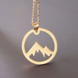 Everfast 10 stk/partij Nieuwe Snow Mountain Hangers Ketting Maxi Colar Eenvoudige Rvs Ronde Charms Chokers Kettingen Vrouwen Meisjes Paar Loved Gift SN079