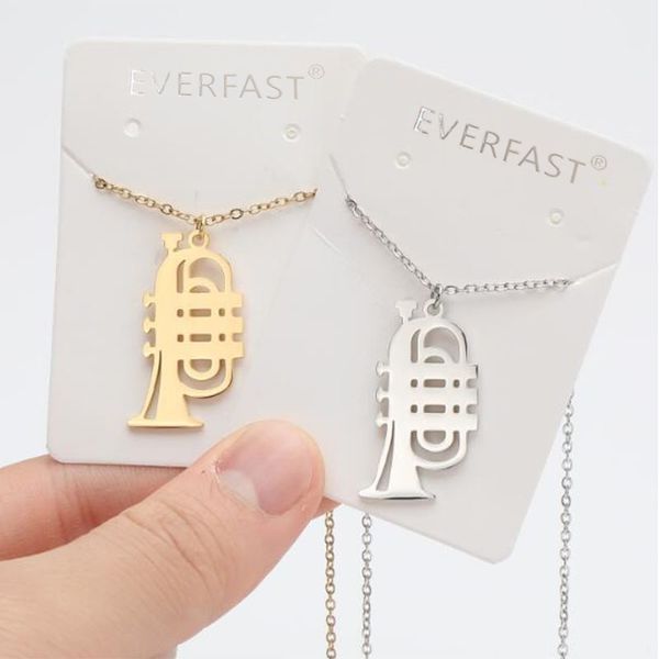 Everfast Al por mayor 10 PC/Lot Divertal Instrumental Horn Pendants Pendants Collares Musicán Mujeres amadas Regalo de joyería de moda