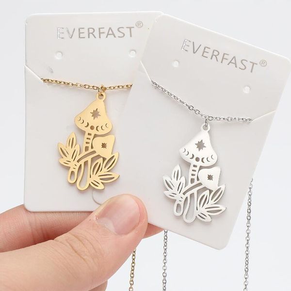 Everfast mayorista al por mayor 10pc/lote champiñones arbustos colgantes de acero inoxidable collares divertidos para mujeres regalo de joyería de moda coreana