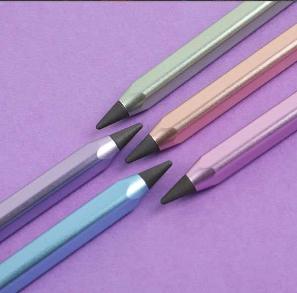 Crayon éternel magique magique sans encre métallique en aluminium stylo en aluminium remplaçable graphite nib créatif de faveur Écriture de dessin à domicile