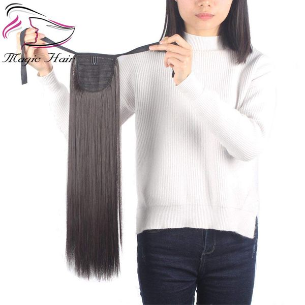 Pelo Evermagic de 70-120g, coleta de una pieza para atar, extensiones de cabello con clip, extensión de cola de caballo para chica recta