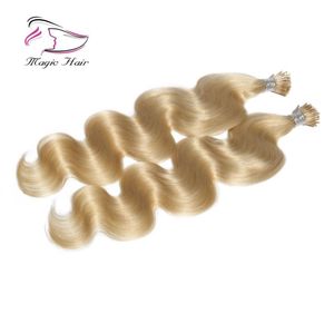 Evermagic vente de haute qualité pas cher Remy Extensions de cheveux cheveux humains je pointe vague de corps Remy Extension7380071