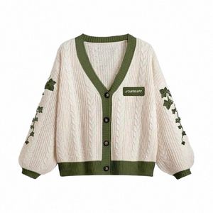 Evermore Cardigan Taylor Versi Green Vine geborduurde butt Down Down Cable Geport Sweater Vrouwen herfst winter vintage outfit r23i#