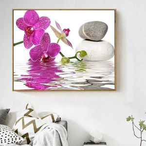 Evershine 5d Diy Diamond Painting Orchid Rhinestone Pictures Full Square / Round Diamond Broidery Flower Crafts Kit Home Decor