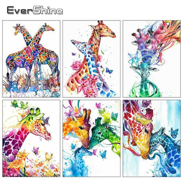 Evershine 5D bricolage peinture point de croix Animal diamant broderie girafe image de strass décoration de la maison
