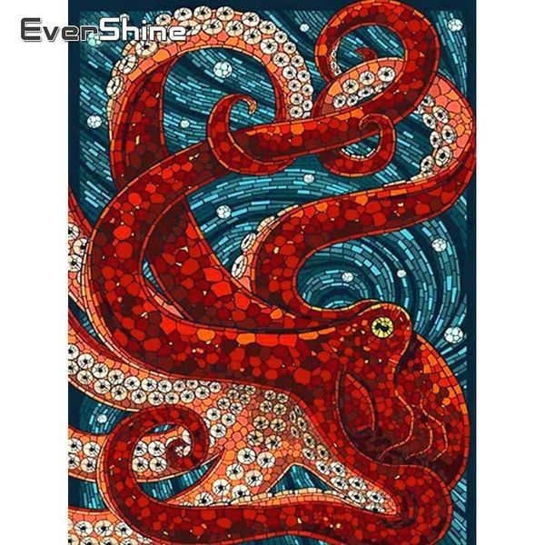 EverShine bordado animales 5D pintura pulpo punto de cruz diamante mosaico imagen de diamantes de imitación decoración de pared