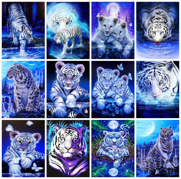 Evershine-pintura de diamante cuadrado completo, bordado de animales de tigre, punto de cruz, mosaico de diamantes de imitación, imágenes para decoración del hogar