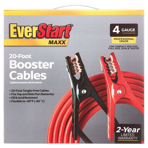 Cables de refuerzo de 20 pies de grado profesional Everstart Maxx calibre 4