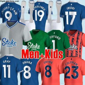 Everton Soccer Jerseys James Richarlison Keane Davies Digne Uniforms Adult Kids Kits Set Sects Full Set Set S-2xl 23 24 Football Shirts Thai Uniforms
