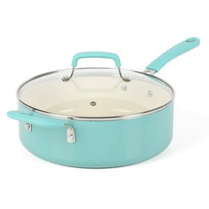 Everyday Charlemont Teal 4 5-Quart geëmailleerde aluminium koekenpan met deksel