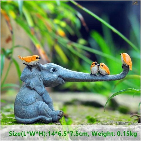 Collection quotidienne figurines d'éléphants porte-bonheur ornements d'animaux de jardin de fées décor à la maison décoration de table artisanat souvenir 211105