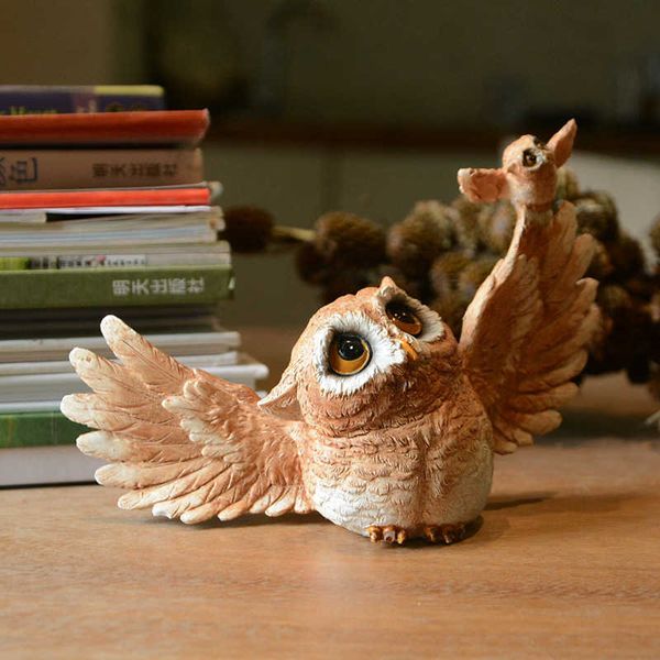 Collection de tous les jours Owl Animal Figurine Craft moderne Accessoires de décoration maison Miniature Garden Table Top Top Ornement 210804
