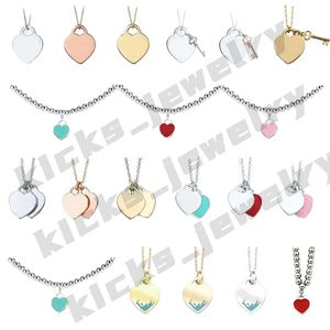 Le favori de tous Fashion lady Design classique Pendentif double cœur Boutique de charme Or / Or rose / argent Marque de collier complète Cadeau de mariage Cadeau de Noël