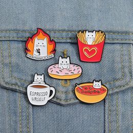 ALLES IS FIJN Emaille Pins Cartoon Leuke Donut Koffie Kat Broches Decor Jas Revers Badges Sieraden Cadeau voor Kinderen vrienden