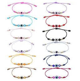 Bracelet œil bleu maléfique, perle de cristal colorée faite à la main, corde tressée pour femmes et filles, bijoux d'amitié