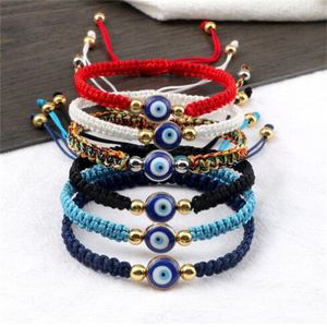 Mauvais œil tressé Bracelet chanceux rouge noir couleur fil Couple chaîne à la main prière bracelets Pulsera bijoux cadeau pour un ami GC2215