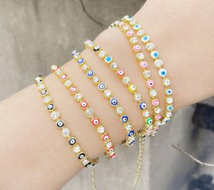 Pulsera de cadena de ojo malvado, cuentas de ojos azules encantadores, brazalete de cadena de eslabones, protección de buena suerte, joyería turca con cuentas esmaltadas