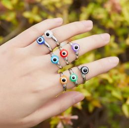 Evil Eye Finger Band-ringen voor vrouwen geschenk Turkish Lucky Eye Handgeweven koperdraad Open Ring Groothandel