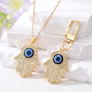 Mauvais œil Hamsa main pendentif colliers porte-clés pour ami Couple oeil bleu collier sac voiture porte-clés accessoire